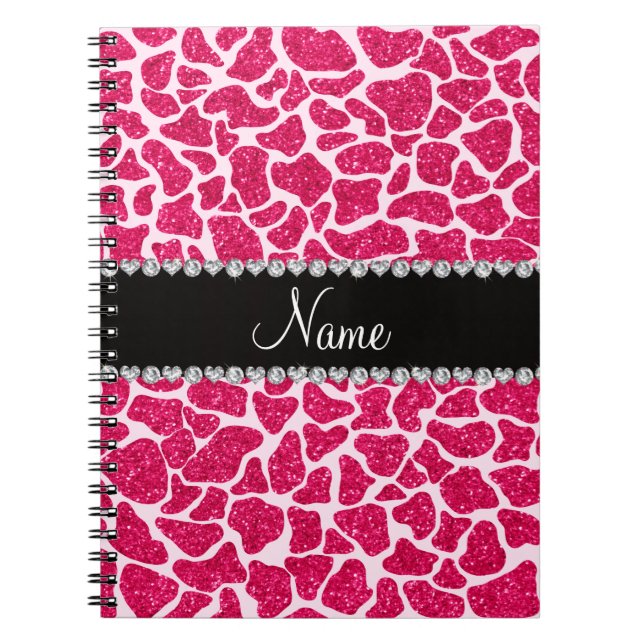 Cuaderno Jirafa rosada conocida de encargo del purpurina (Frente)