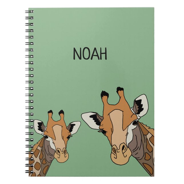 Cuaderno Jirafa Verde Divertida Personalizada (Frente)