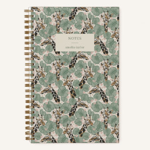 Cuaderno Jirafa Verde Salvia Notas Botánicas Tropicales