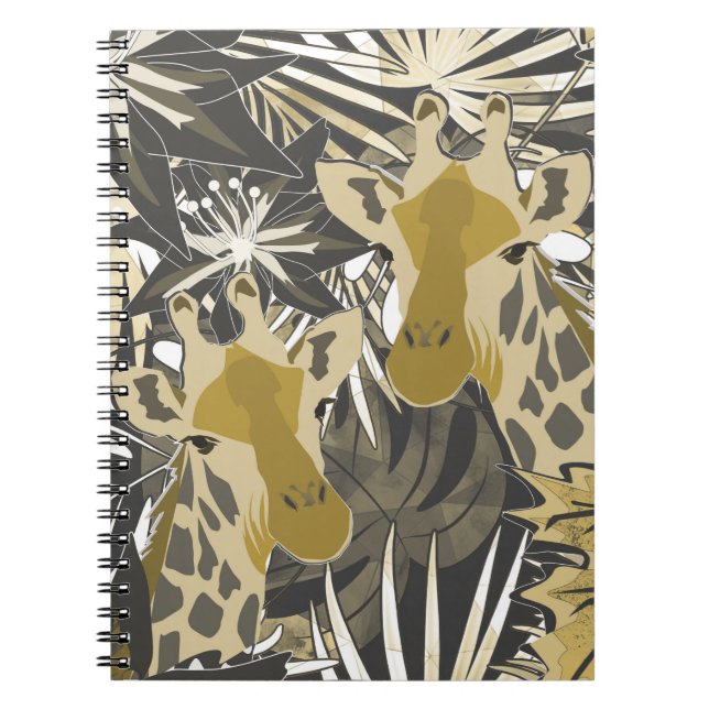 Cuaderno jirafas en el bosque nocturno. (Frente)