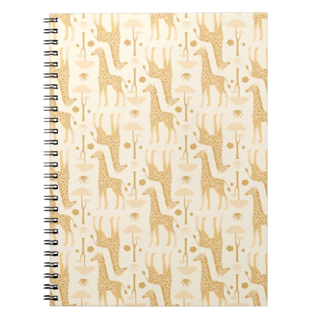 Cuaderno jirafas en la sabana en amarillo (Frente)