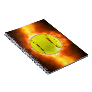 Cuaderno Joe el resbaloso softball en llamas fuego bola de