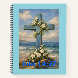 Cuaderno John 14:27 Beach Cross Throw Pillow