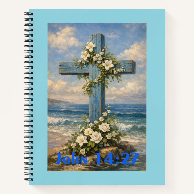 Cuaderno John 14:27 Beach Cross Throw Pillow (Anverso)