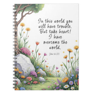 Cuaderno John 16:33 Bible Verse Poster de imagen
