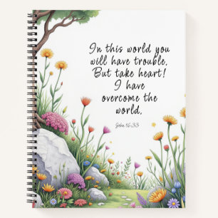 Cuaderno John 16:33 Bible Verse Poster de imagen