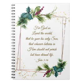Cuaderno John 3:16 Dios amó a los Navidades del mundo