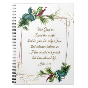Cuaderno John 3:16 Dios amó a los Navidades del mundo