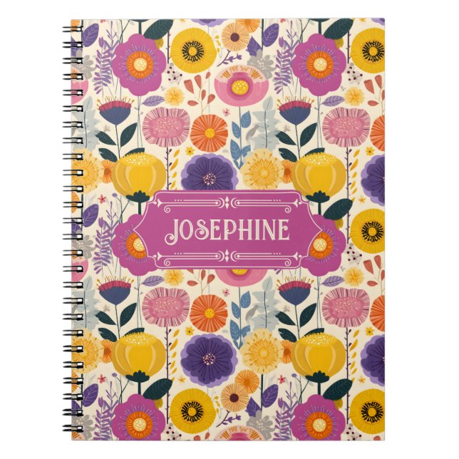 Cuaderno Josephine Colorful Purple and Yellow Modern Floral (Frente)