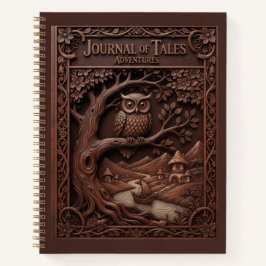 Cuaderno Journal of Tales Wood Carved Owl Adventure Journal