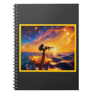 Cuaderno Joven Chica asiático jugando a la escena surrealis