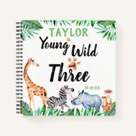 Cuaderno Joven Salvaje Y Tres Safari Cumpleaños 3 Invitado