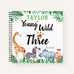 Cuaderno Joven Salvaje Y Tres Safari Cumpleaños 3 Invitado