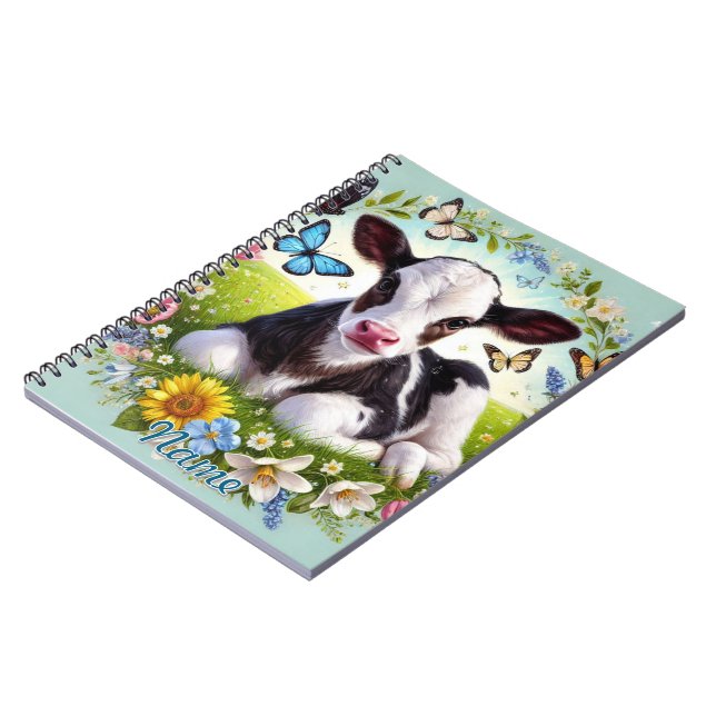 Cuaderno Jóven ternera con guirnaldas florales y mariposas (Lado Izquierdo)