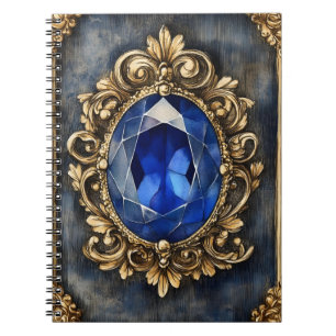 Cuaderno joya adornada con una gran piedra preciosa azul