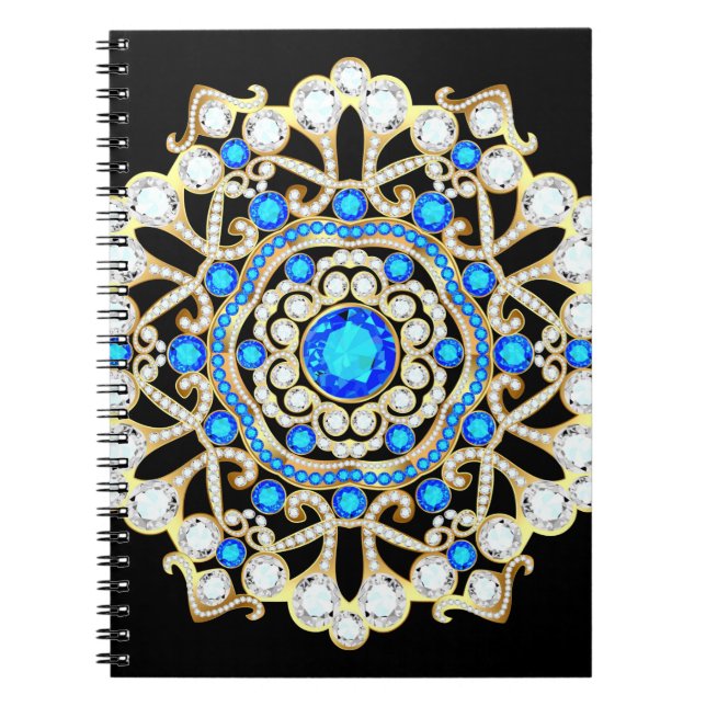 Cuaderno joyas de broche de Mandala, elemento de diseño. Di (Frente)
