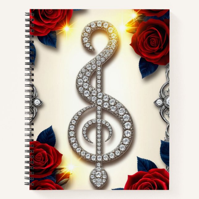 Cuaderno Joyería de clave de sol de diamantes elegante (Anverso)