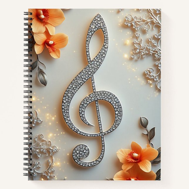 Cuaderno Joyería de clave de sol de diamantes elegante (Anverso)