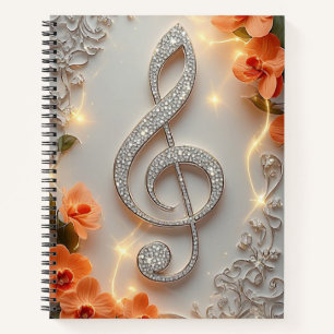 Cuaderno Joyería elegante de clave de sol de diamantes