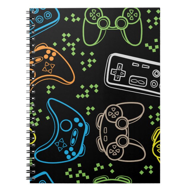 Cuaderno joysticks de juegos luminosos: un patrón genial. (Frente)
