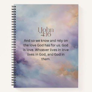 Cuaderno Juan 4:16 Versículo Bíblico en Diseño de Acuarela