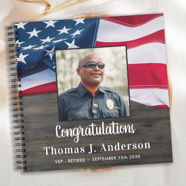 Cuaderno Jubilación de la policía foto bandera estadouniden (Subido por el creador)