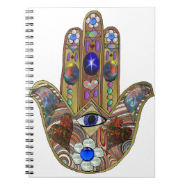 Cuaderno Judaica Hamsa Hearts Flowers Opal Art Print
