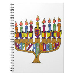 Cuaderno Judaica Happy Hanukkah Dreidel Menorah