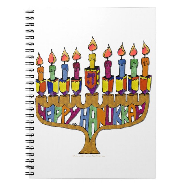 Cuaderno Judaica Happy Hanukkah Dreidel Menorah (Frente)