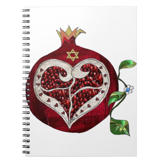 Cuaderno Judaica Pomegranate Heart Hanukkah Rosh Hashanah (Frente)