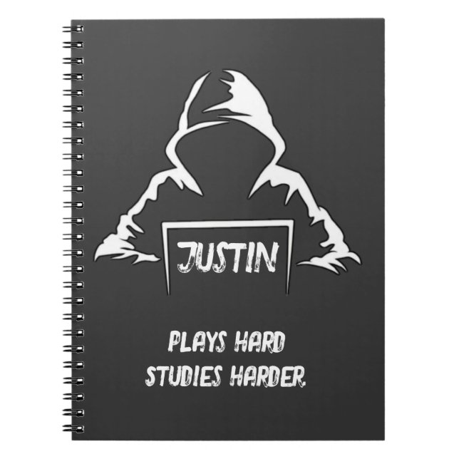 Cuaderno Juega duro Estudia más duro Camiseta genial y chic (Frente)