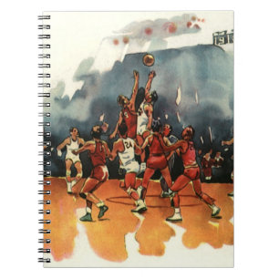 Cuaderno Juego de baloncesto deportivo vintage, jugadores d
