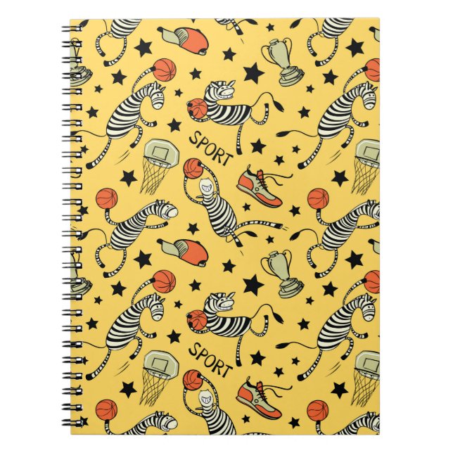 Cuaderno Juego de baloncesto sin costuras con doodle lindo  (Frente)