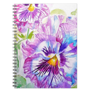 Cuaderno Juego de cartas de flores de pensamiento púrpura a