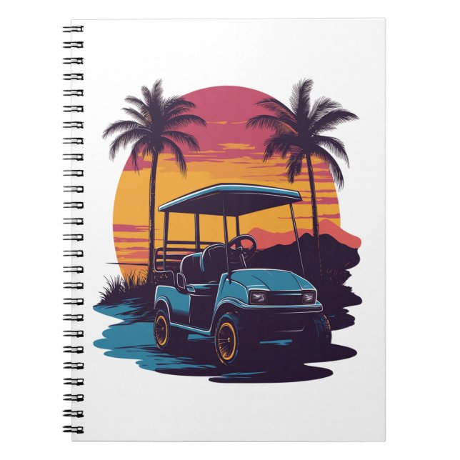 Cuaderno Juego de cosechas de palm Trees de golf Sunset Vin (Frente)