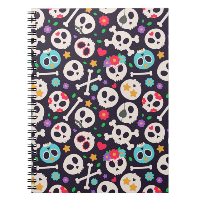 Cuaderno Juego de cráneo. Patrón sin problemas con diseño p (Frente)