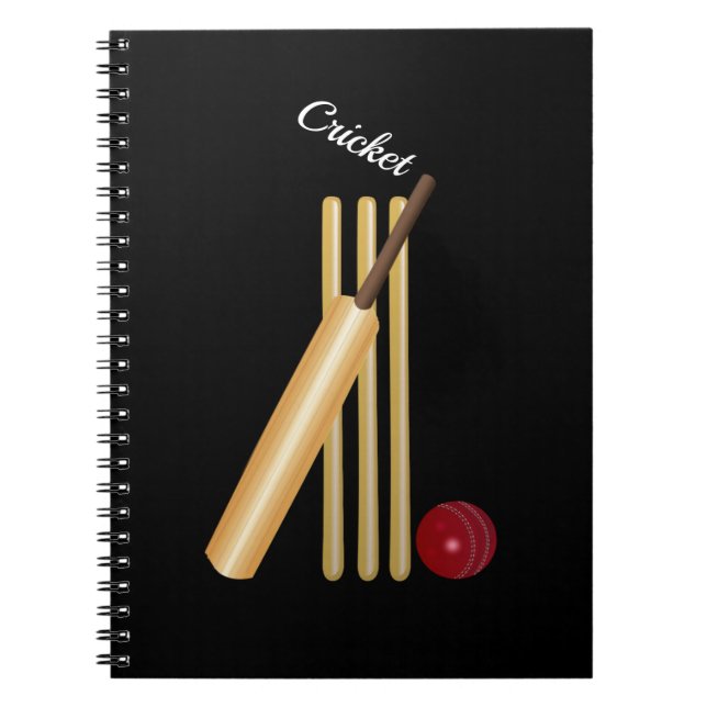 Cuaderno Juego de Cricket, Bat and Ball, White Text (Frente)