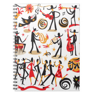 Cuaderno Juego de iconos de jazz: fondo blanco aislado