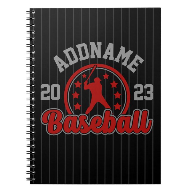 Cuaderno Juego de jugador de equipo de béisbol con nombre p (Frente)