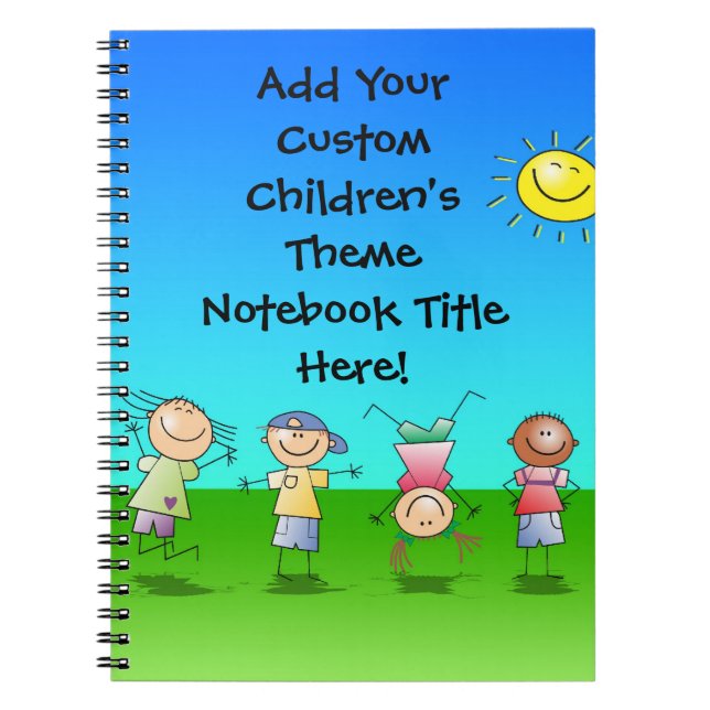 Cuaderno Juego de niños feliz en Sun, niños al aire libre (Frente)