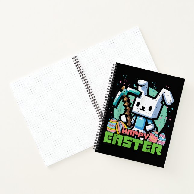 Cuaderno Juego de píxeles del conejo de Pascua feliz (Interior)