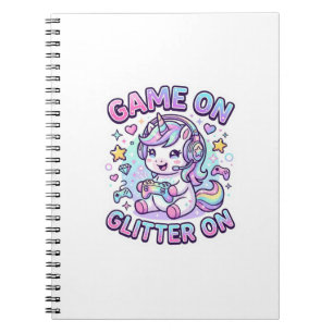 Cuaderno Juego De Unicornio Con Brillo En Diseño Gráfico De