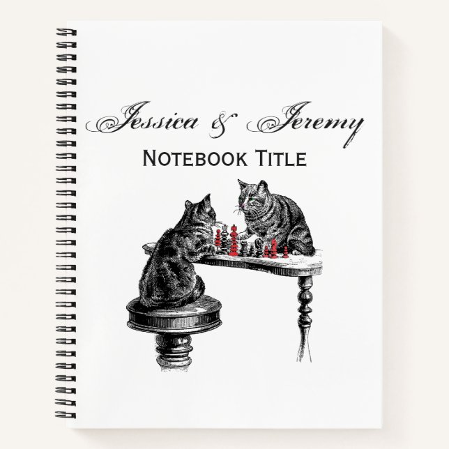 Cuaderno Juegos de mesa Dos gatos jugando ajedrez Partido r (Anverso)