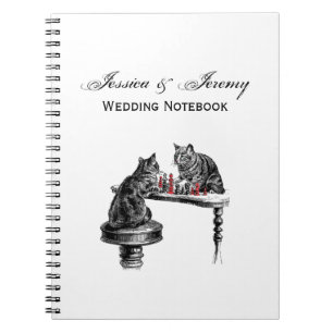 Cuaderno Juegos de Mesa Dos Gatos jugando Ajedrez Partido R