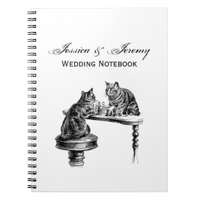 Cuaderno Juegos de mesa: Dos gatos jugando una partida de a (Frente)