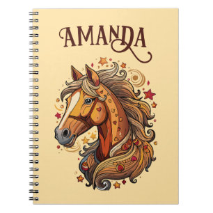 Cuaderno Jugador caballo Personalizado marrón y amarillo