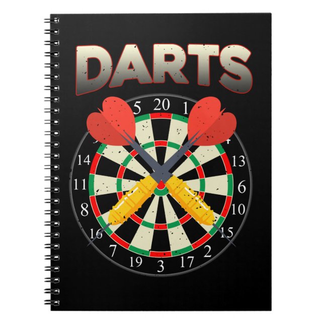 Cuaderno Jugador Dartboard Dart Retro Darts (Frente)