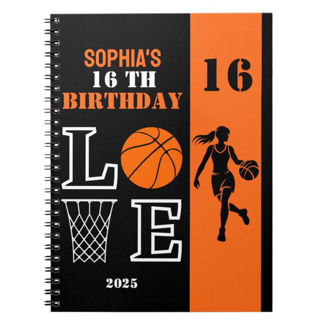 Cuaderno Jugador de baloncesto personalizado, regalo de cum (Frente)