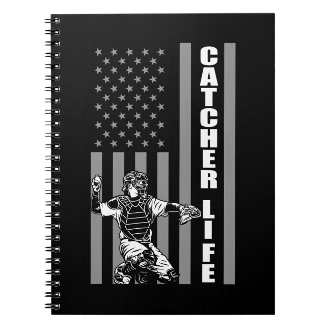 Cuaderno Jugador de béisbol de Estados Unidos Bandera Ameri (Frente)