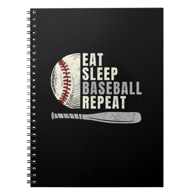 Cuaderno Jugador de béisbol de repetición de sueño con sueñ (Frente)